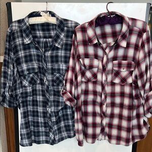 Kut From The Kloth 2-For-1 Plaid Button-Up Shirts